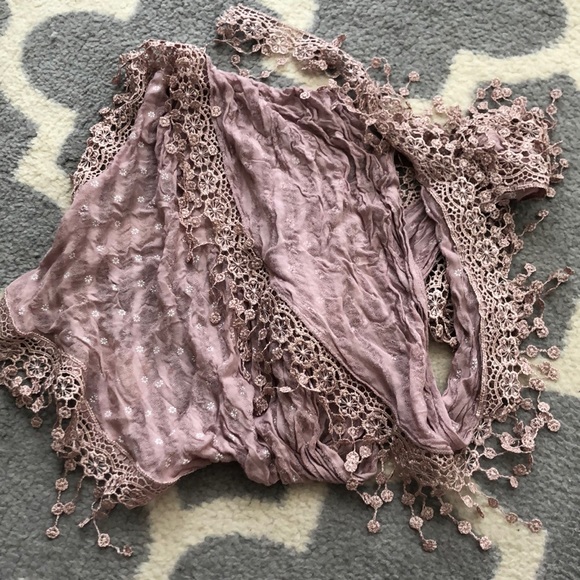 Floral Fringe Purple Scarf Wrap - Picture 2 of 3